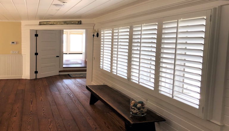 Faux wood plantation shutters in Sacramento